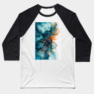 Vibrant Blue - Abstract Alcohol Ink Art Baseball T-Shirt